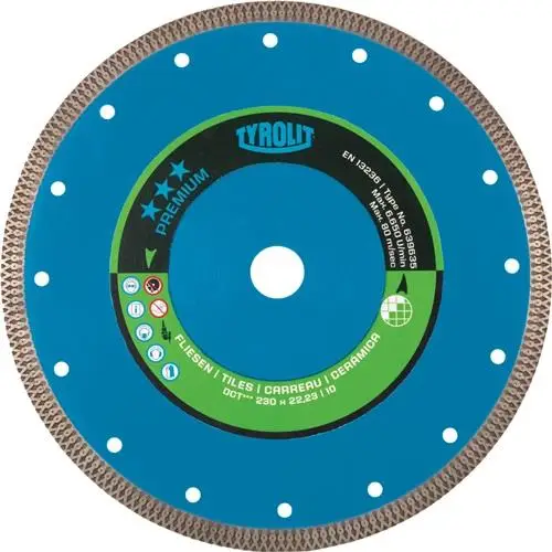 TYROLIT Diamanttrennscheibe Premium D.230mm Bohr.22,23mm Fliesen 10mm - 639635 Direktkauf