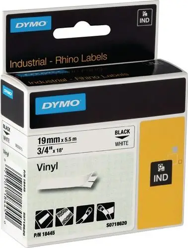 Nur Heute Dymo Schriftband Bandbreite 19 mm Bandlänge 5,5 m schwarz auf weiß Vinylband - 18445