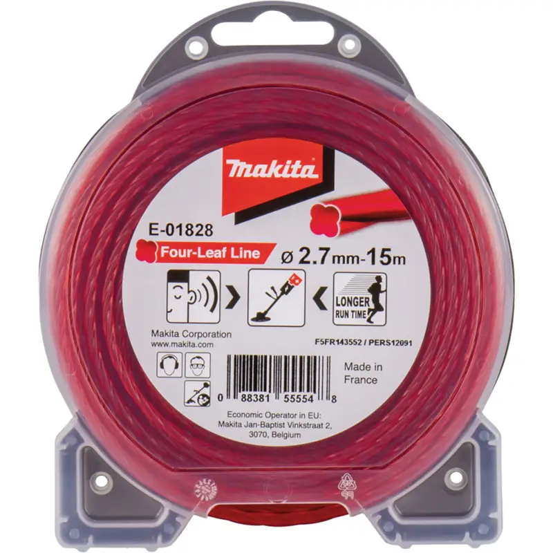 Abverkauf Makita Mähfaden Four-Leaf Rot 15 m Ø 2,7 mm - E-01828
