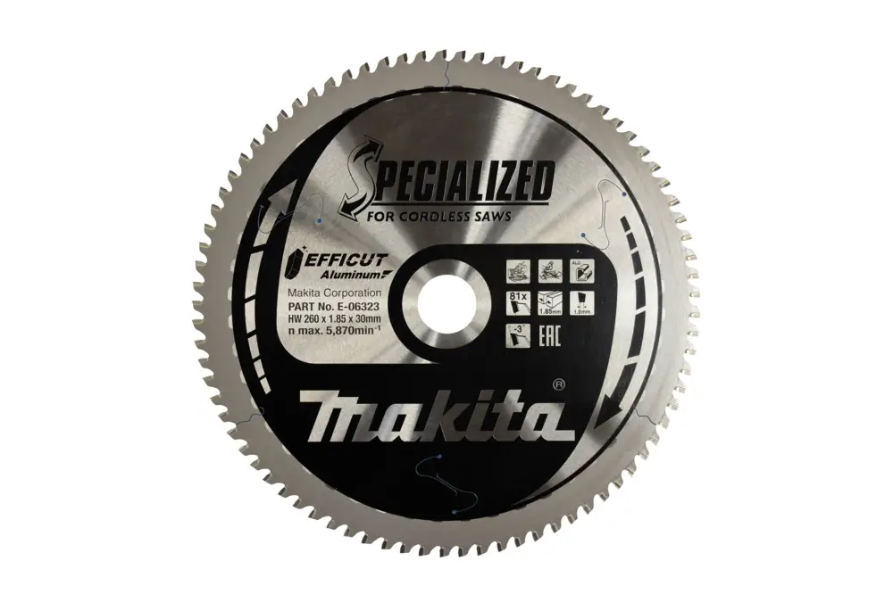 Neue Ware Makita EFFICUT Sägeblatt Aluminium 260 x 30 x 81Z - E-06323