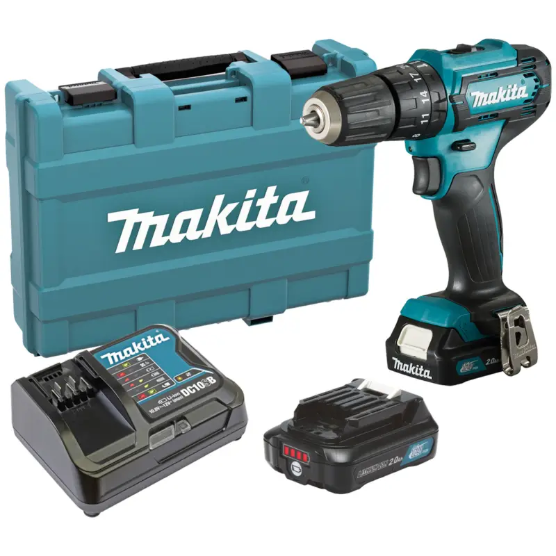 Begrenztes Angebot Makita HP333DSAX1 Akku-Schlagbohrschrauber 12 V / 2x 2,0 Ah Akku + Ladegerät