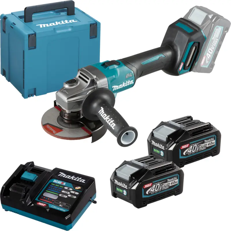 Billig Makita GA008GM201 Akku-Winkelschleifer Ø 125 mm 40 V max. / 2x 4,0 Ah Akku + Ladegerät im MAKPAC