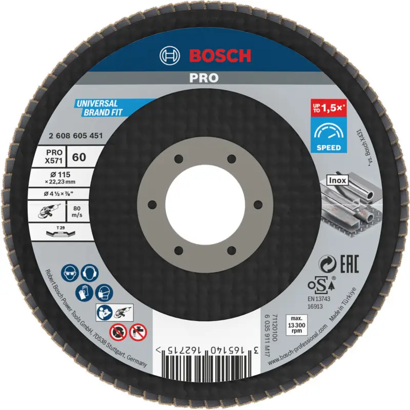 Bosch PRO X571 Fächerschleifscheibe 115 mm G60 - 2608605451 Jetzt Bestellen