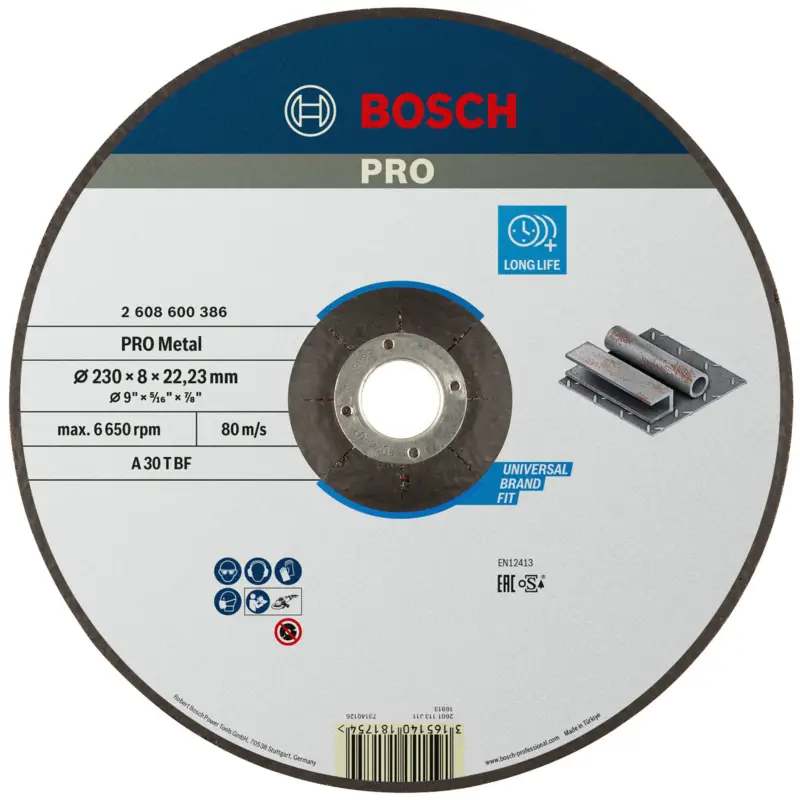 Bosch PRO Metal Schleifscheibe 230 x 8 x 22,23 mm - 2608600386 Bestseller