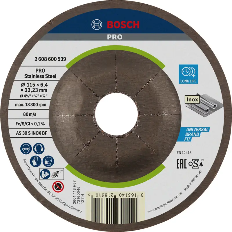 Direktkauf Bosch PRO Stainless Steel Schleifscheibe 115 x 6 x 22,23 mm - 2608600539