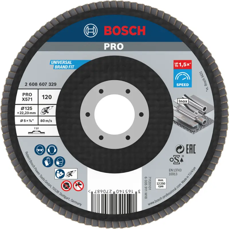 Bosch PRO X571 Fächerschleifscheibe 125 mm G120 - 2608607329 Abverkauf