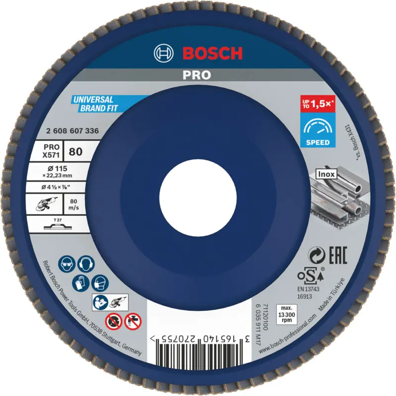 Bosch PRO X571 Fächerschleifscheibe 115 mm G80 - 2608607336 Jetzt Kaufen