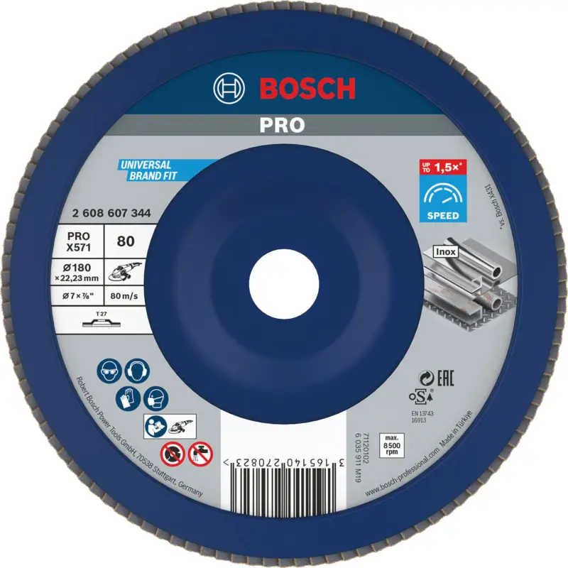 Bosch PRO X571 Fächerschleifscheibe 180 mm G80 - 2608607344 Super-Preis