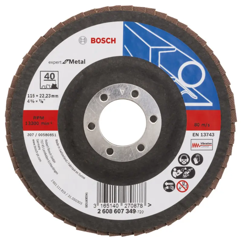 Bosch Fächerschleifscheibe Expert for Metal 115 22,23 40 gerade Glasgewebeteller - 2608607349 Knallerangebot