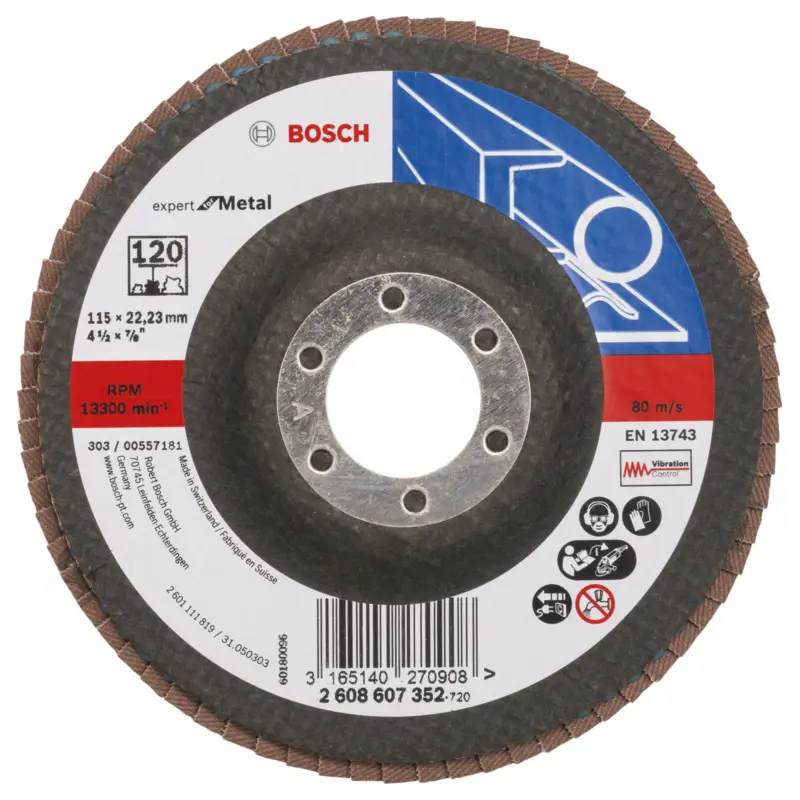 Bosch Fächerschleifscheibe Expert for Metal 115 22,23 120 gerade Glasgewebeteller - 2608607352 Top-Preis
