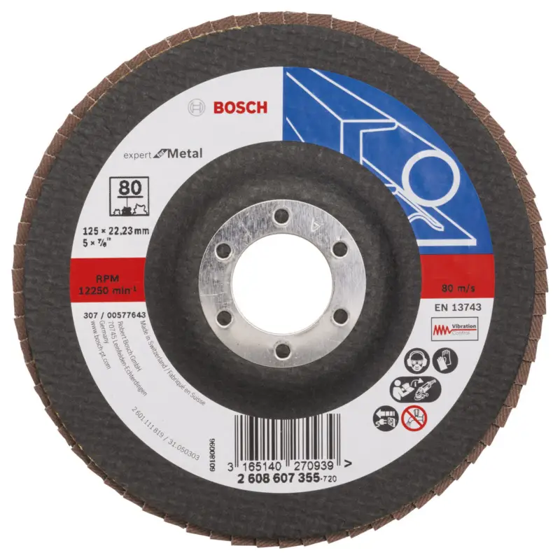 Top-Seller Bosch Fächerschleifscheibe Expert for Metal 125 22,23 80 gerade Glasgewebeteller - 2608607355