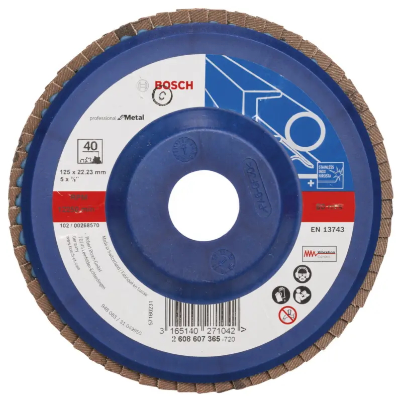 Bosch Fächerschleifscheibe Expert for Metal 125 22,23 40 gerade Kunststoffteller - 2608607365 Knallerangebot