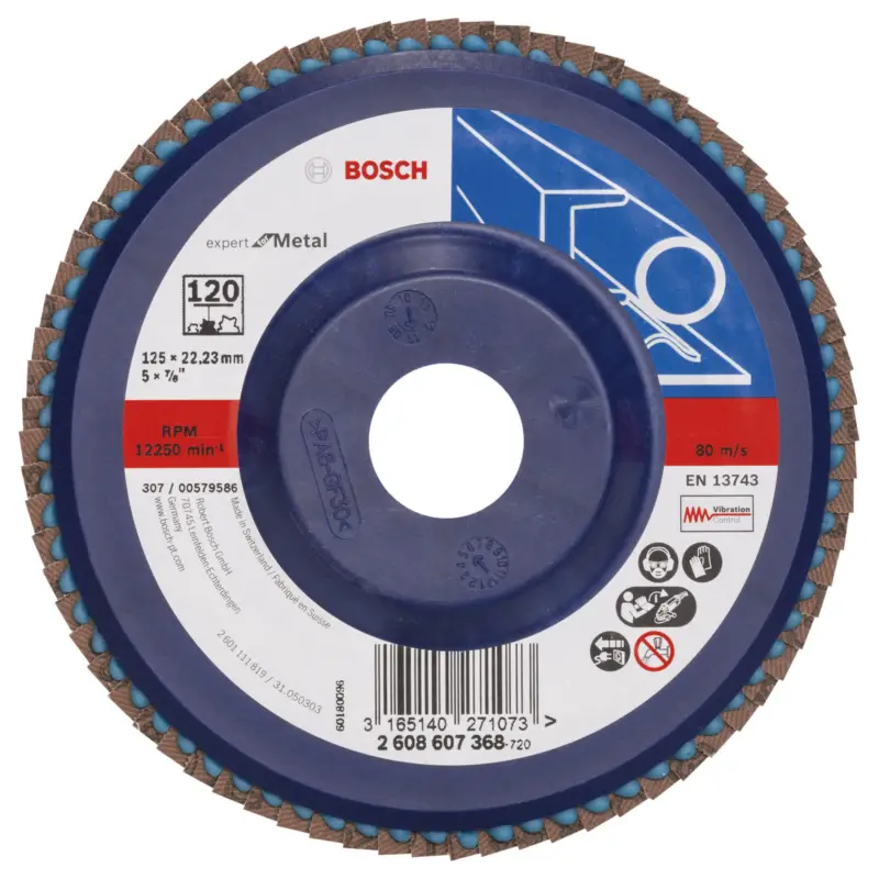 Bosch Fächerschleifscheibe Expert for Metal 125 22,23 120 gerade Kunststoffteller - 2608607368 Preisreduziert