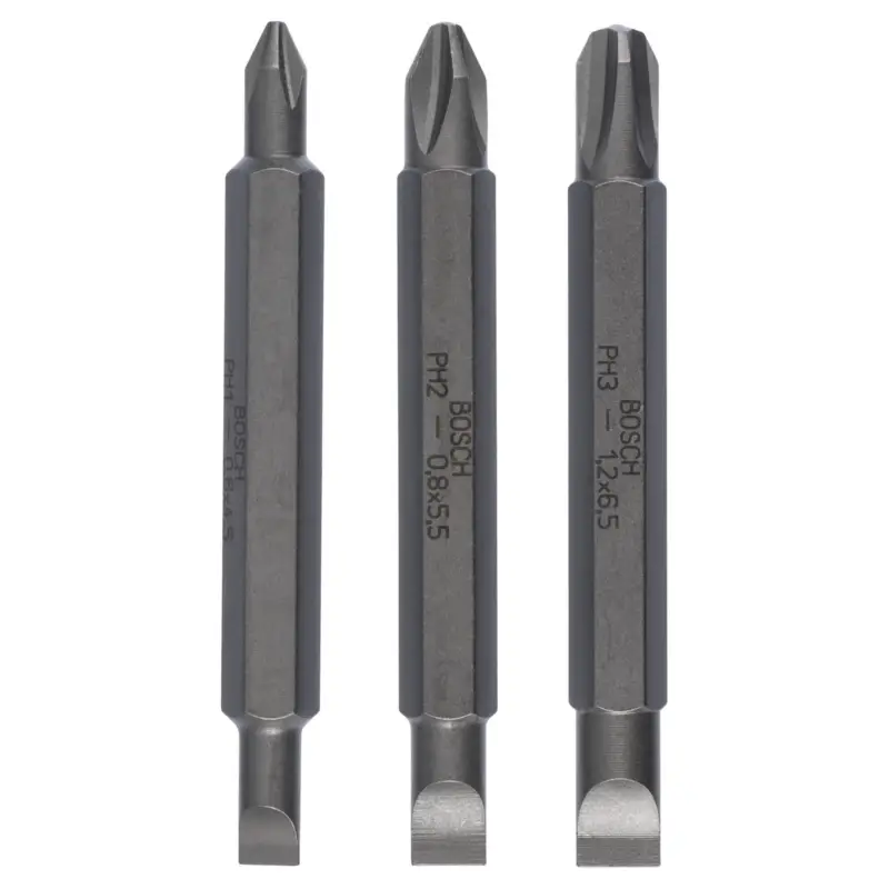 Neu Im Sortiment Bosch Doppelklingen-Set, 3tlg. S0,6x4,5, PH1, S0,8x5,5, PH2, S1,2x6,5, PH3, 60 mm - 2607001746