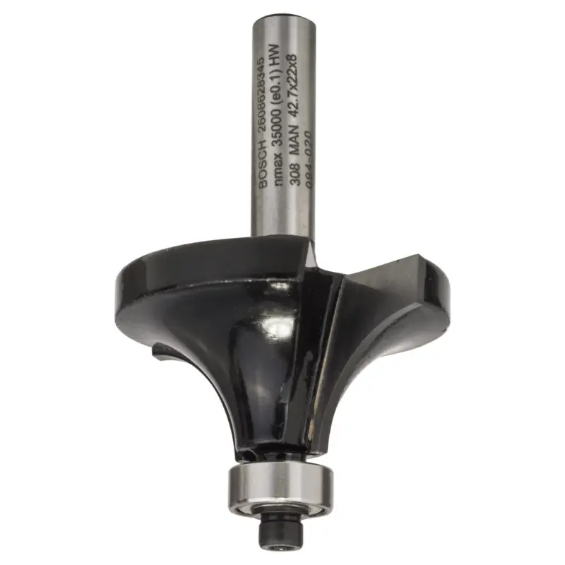 Ausverkauf Bosch Abrundfräser 8 mm, R1 15 mm, L 22 mm, G 66 mm - 2608628345