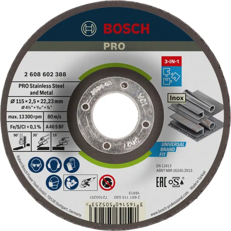 Online Kaufen Bosch PRO Stainless Steel and Metal 3-in-1 Disc 115 x 2,5 x 22,23 mm - 2608602388