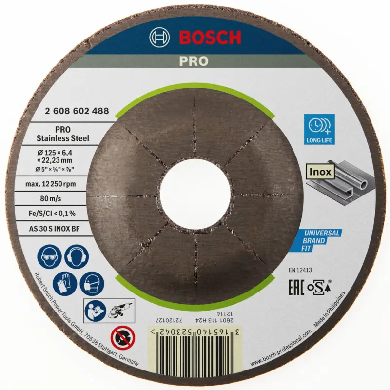Bosch PRO Stainless Steel Schleifscheibe 125 x 6 x 22,23 mm - 2608602488 Neu Im Sortiment