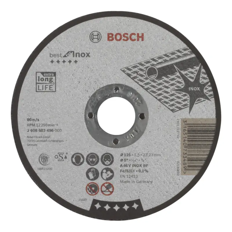 Bosch Trennscheibe gerade Best for Inox A 46 V INOX BF 125 mm 22,23 mm 1,5 mm - 2608603496 Schneller Versand