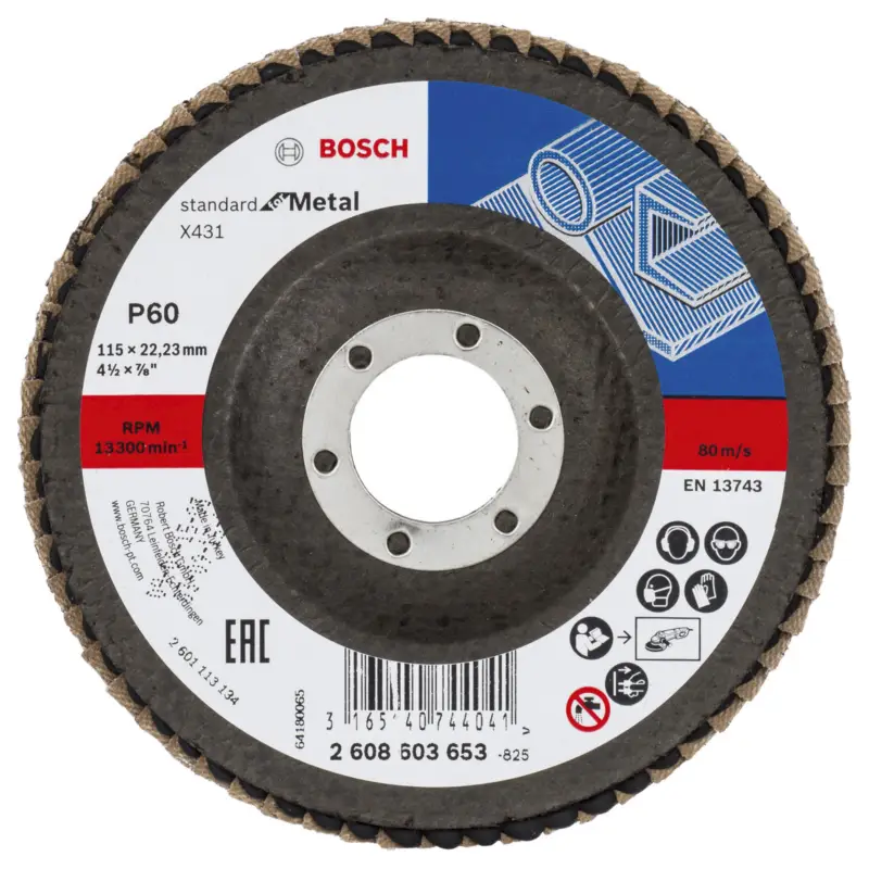 Bosch Fächerschleifscheibe X431 Standard for Metal gewinkelt 115 mm 22,23 mm 60 - 2608603653 Top-Angebot