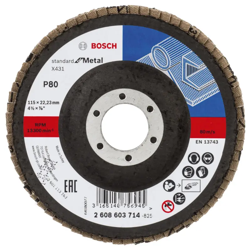 Bosch Fächerschleifscheibe X431 Standard for Metal gerade 115 mm 80 Glasgewebe - 2608603714 Rabatt