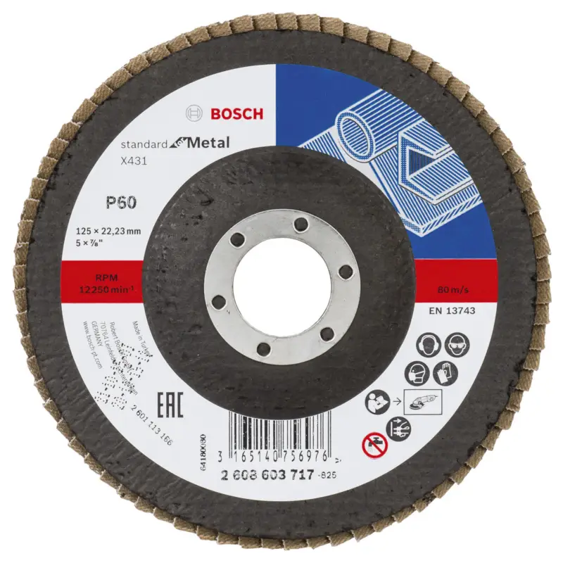 Bosch Fächerschleifscheibe X431 Standard for Metal gerade 125 mm 60 Glasgewebe - 2608603717 Highlight