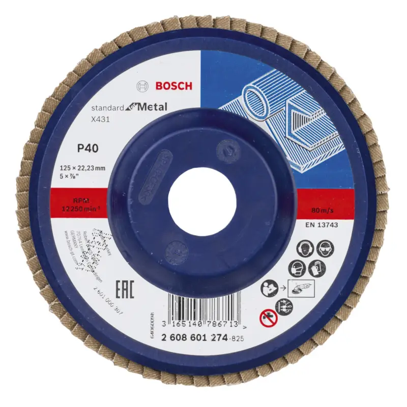 Heißes Angebot Bosch Fächerschleifscheibe X431 Standard for Metal gerade 125 mm 40 Kunststoff - 2608601274