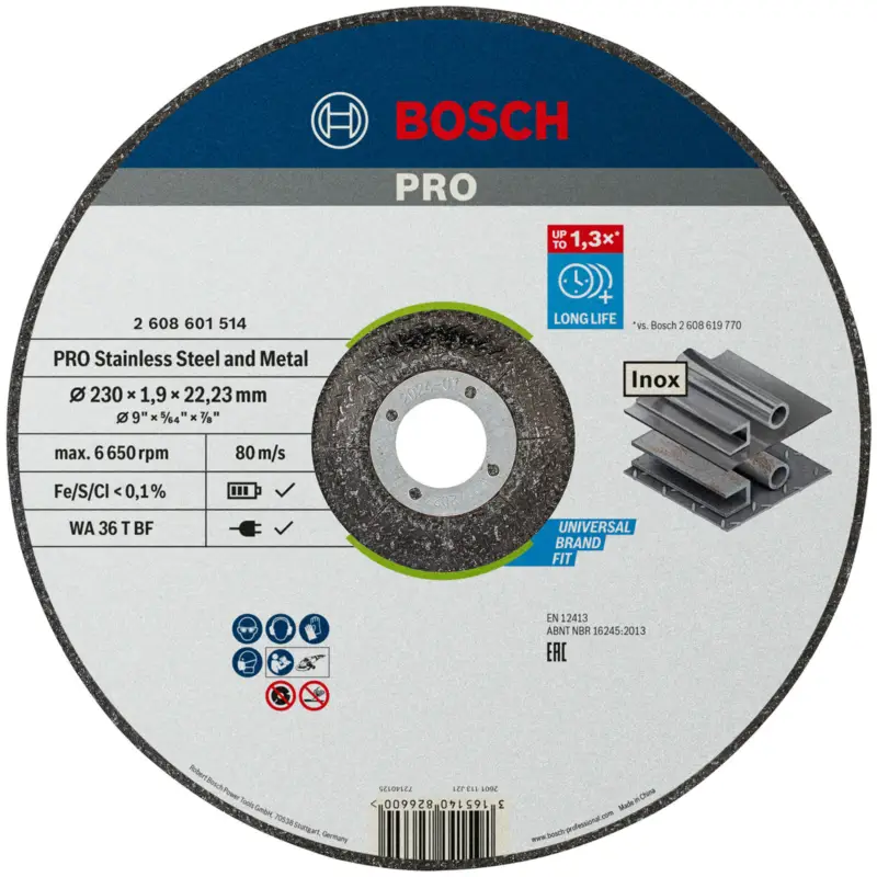 Sofort Bestellen Bosch PRO Stainless Steel and Metal Trennscheibe 230 x 1,9 x 22,23 mm - 2608601514