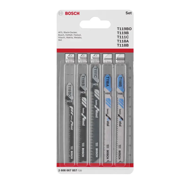 Direktkauf Bosch Stichsägeblatt-Set Wood and Metal Basic 5tlg. Einnockenschaft - 2608667857