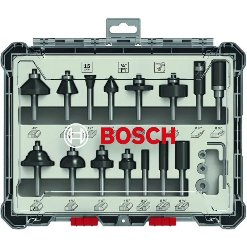 Letzte Chance Bosch 15tlg. Mixed Fräser Set ¼” Schaft - 2607017473