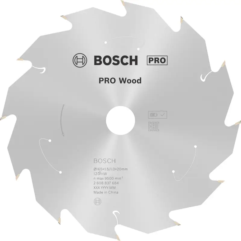 Neue Ware Bosch PRO Wood cordless Blatt für Kreissägen 165 x 1,5 x 20 mm - 2608837684