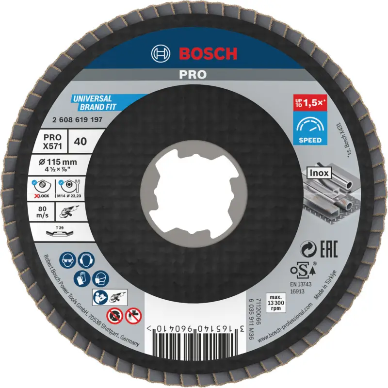 Bosch PRO X571 X-Lock Fächerschleifscheibe 115 mm G40 - 2608619197 Direkt Vom Hersteller