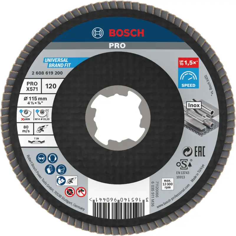 Bosch PRO X571 X-Lock Fächerschleifscheibe 115 mm G120 - 2608619200 Neu
