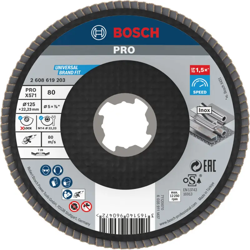 Bosch PRO X571 X-Lock Fächerschleifscheibe 125 mm G80 - 2608619203 Günstig
