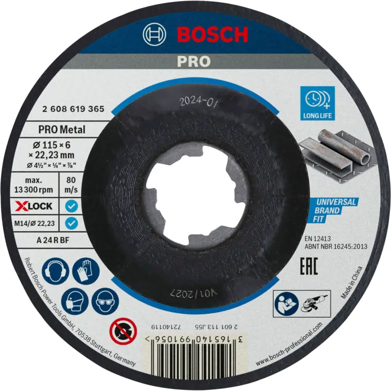 Bosch PRO Metal X-Lock Schleifscheibe 115 x 6 x 22,23 mm - 2608619365 Sichere Zahlung