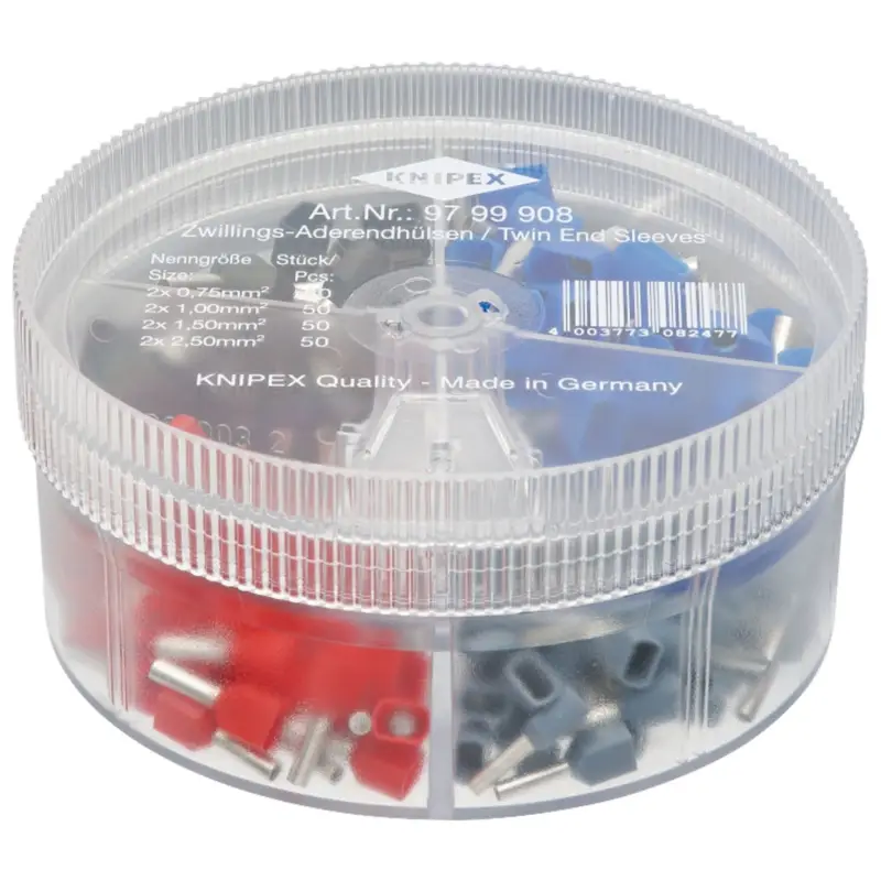 Knipex Sortimentsbox mit Twin-Aderendhülsen 2x 0,75 / 2x 1,0 / 2x 1,5 / 2x 2,5 mm² - 9799908 Nur Für Kurze Zeit