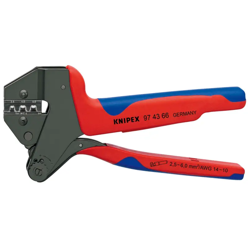Knipex Crimp-Systemzange MC4 brüniert, mit Mehrkomponenten-Hüllen 200 mm - 974366 Garantierte Lieferung