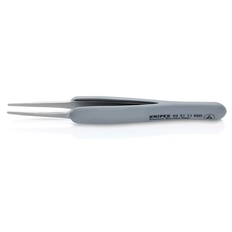 Knipex Gummi-Pinzette ESD Edelstahl 123 mm - 922111ESD Versand Am Gleichen Tag