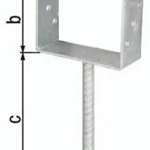 GAH Alberts U-Pfostenträger ETA-10/0210 141x100x200x60mm TZN m.Betonanker a.Riffelstahl - 214302 Super-Preis