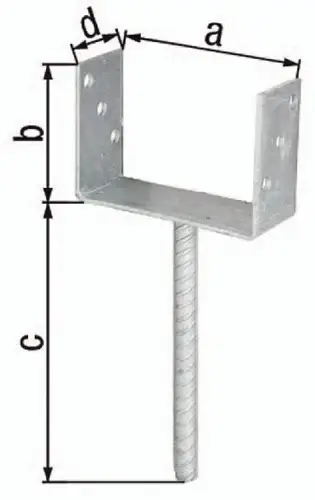 GAH Alberts U-Pfostenträger ETA-10/0210 141x100x200x60mm TZN m.Betonanker a.Riffelstahl - 214302 Super-Preis