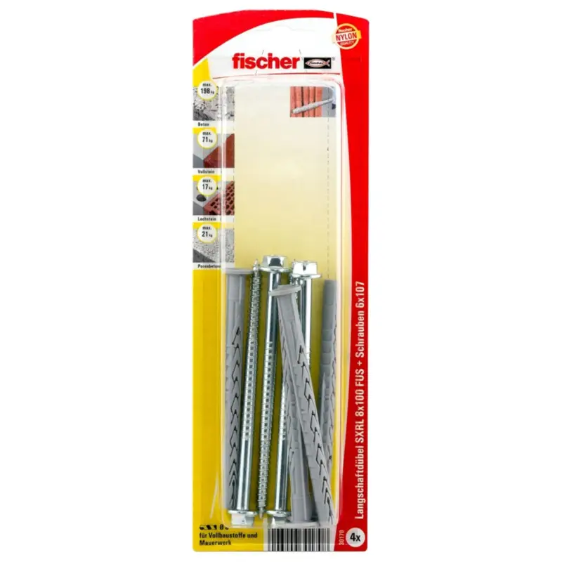 Fischer 4x Langschaftdübel SXRL 8x100 FUS Sechskantschraube mit U-Scheibe - 30170 Angebot