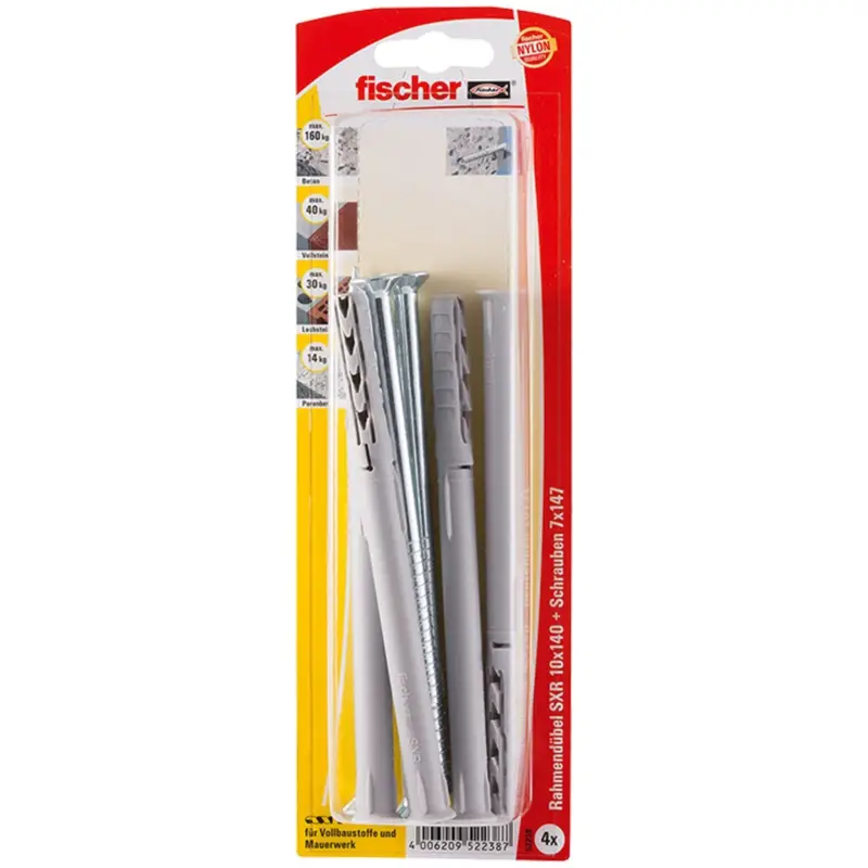 Fischer 4x Langschaftdübel SXR 10 x 140 T Senkkopfschraube - 52238 Angebot
