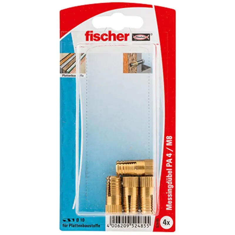 Neu Im Sortiment Fischer 4x Messingdübel PA 4 M8/25 - 52485