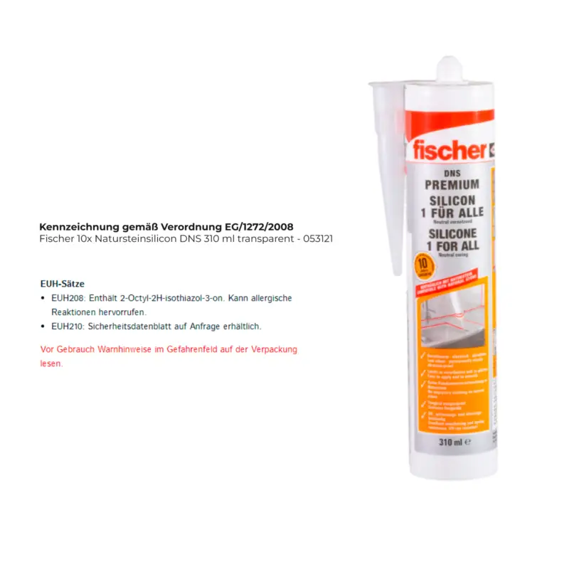 Letzte Chance Fischer Natursteinsilicon DNS 310 ml transparent - 053121