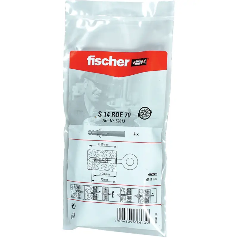Nur Heute Fischer 4x Dübel S 14 ROE 100 B Beutel - 062614