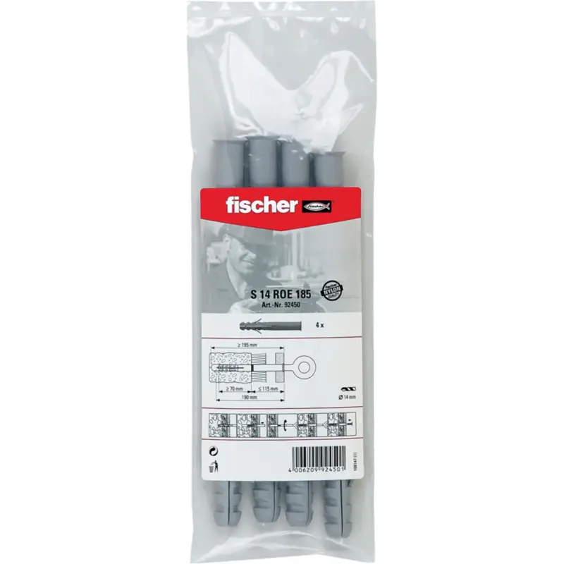Markenware Fischer 4x Dübel S 14 ROE 185 B Beutel - 092450