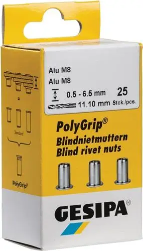 GESIPA Blindnietmutter PolyGrip® Nietschaft d x l 7 x 13,5 mm M5 - 1464888 Preis Gesenkt
