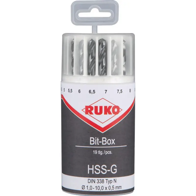 Neuheit RUKO Bohrerbitsatz HSS 19tlg. 1 - 10 mm - 214225