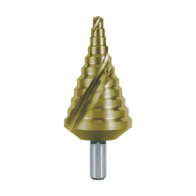 Preisreduziert RUKO Stufenbohrer HSS-TiN spiralgenutet mit Kreuzanschliff für metrische Kabelverschraubungen Gr. 17 Ø 6,5 - 40,5 mm - 101090T