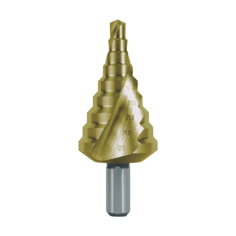 Knallerangebot RUKO Stufenbohrer HSS-TiN spiralgenutet mit Kreuzanschliff für metrische Kabelverschraubungen Gr. 15 Ø 6,5 - 32,5 mm - 101092T