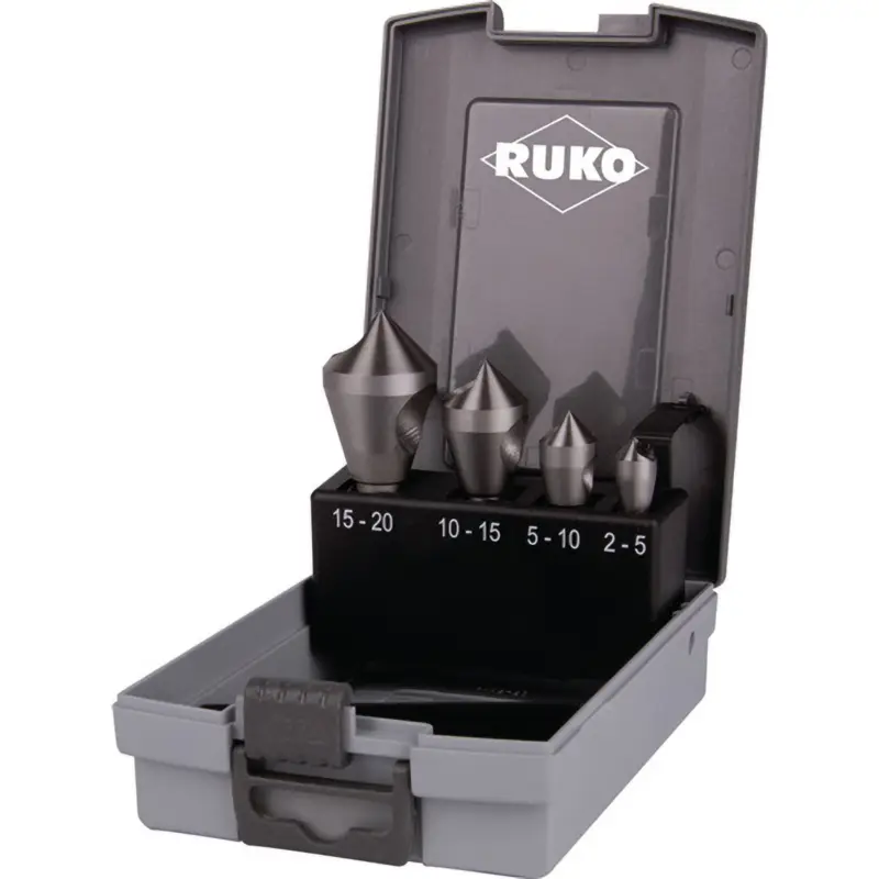 RUKO Kegel- und Entgratsenker-Satz mit Querloch 4tlg. HSSE-Co 5 in Kunststoffkassette - 102312ERO Sofort Bestellen